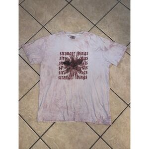 Stranger Things Demogorgon Comfort Colors T-Shirt Tie Dye Bleach Effect Sz L